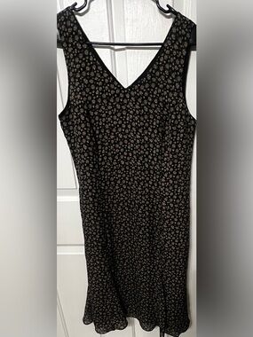 Danny & Nicole Vintage 90s Black Ditsy Floral Summer Dress Size 10 Sleeveless